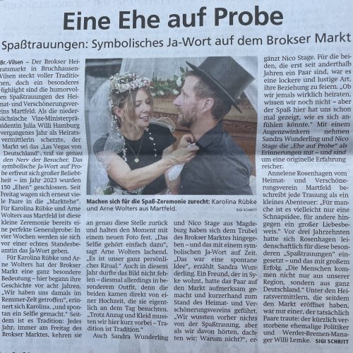 Spaßtrauungen auf dem Brokser Markt